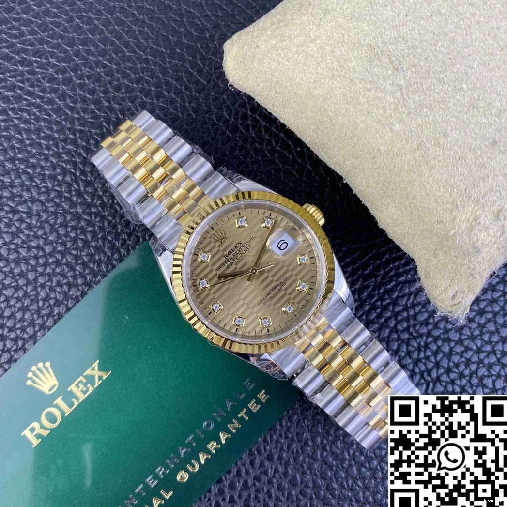 VS Rolex Factory Datejust Diamond Dial Motif Two Hourmarker Tone M126233 36MM Silver 0331